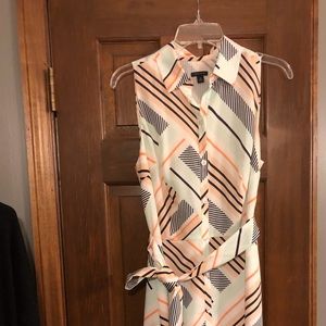 Ann Taylor Sleeveless Shirt Dress with Tie